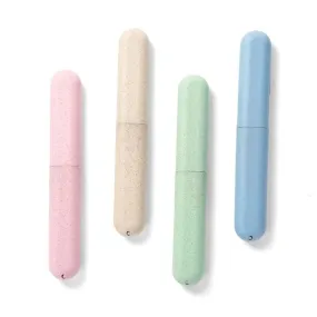 4 Pcs Waterproof Toothbrush Box Plastic Toothbrush Case Wheat Straw Toothbrush Tube Holder Portable Toothbrush Storage Case for Travel Hiking Camping Family School