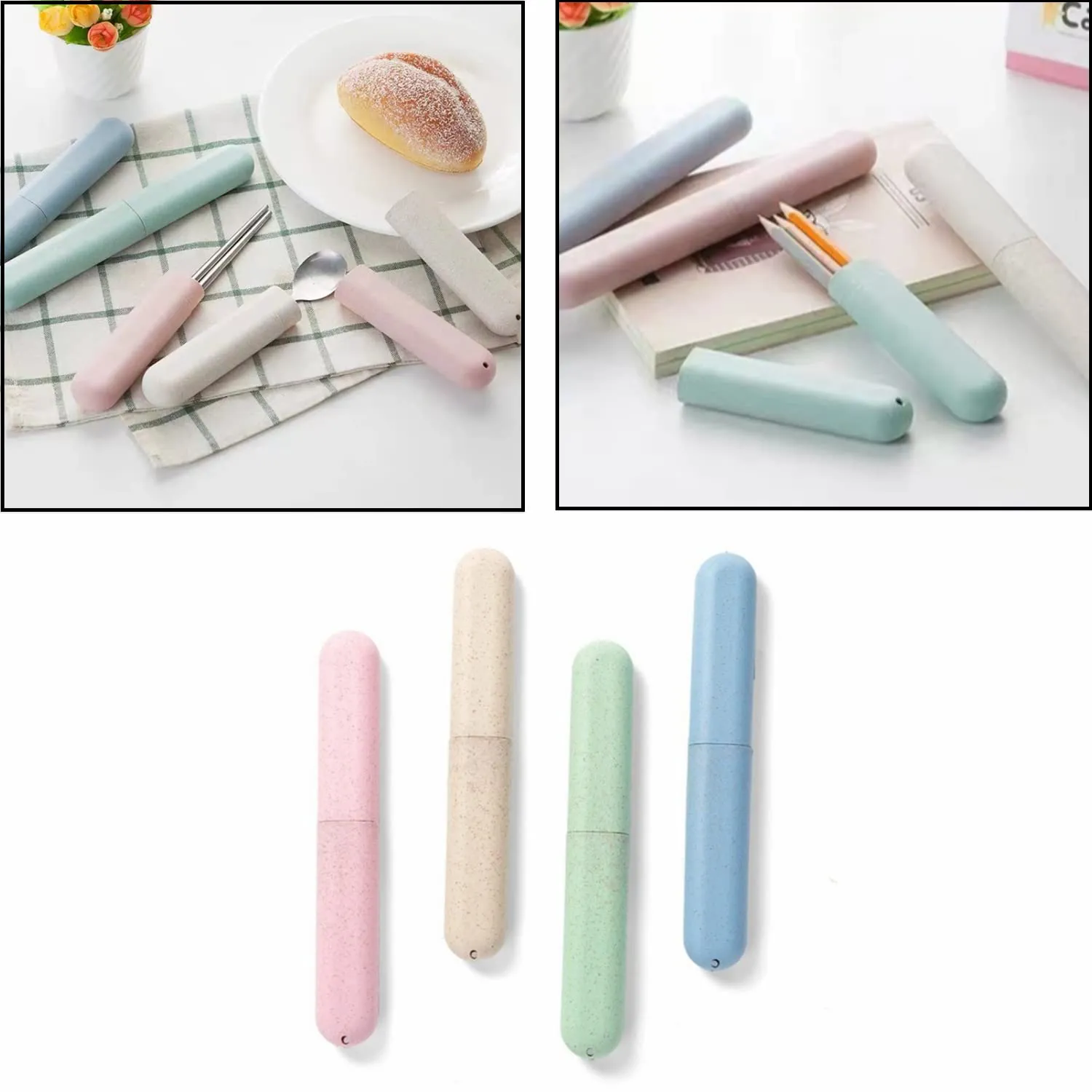 4 Pcs Waterproof Toothbrush Box Plastic Toothbrush Case Wheat Straw Toothbrush Tube Holder Portable Toothbrush Storage Case for Travel Hiking Camping Family School