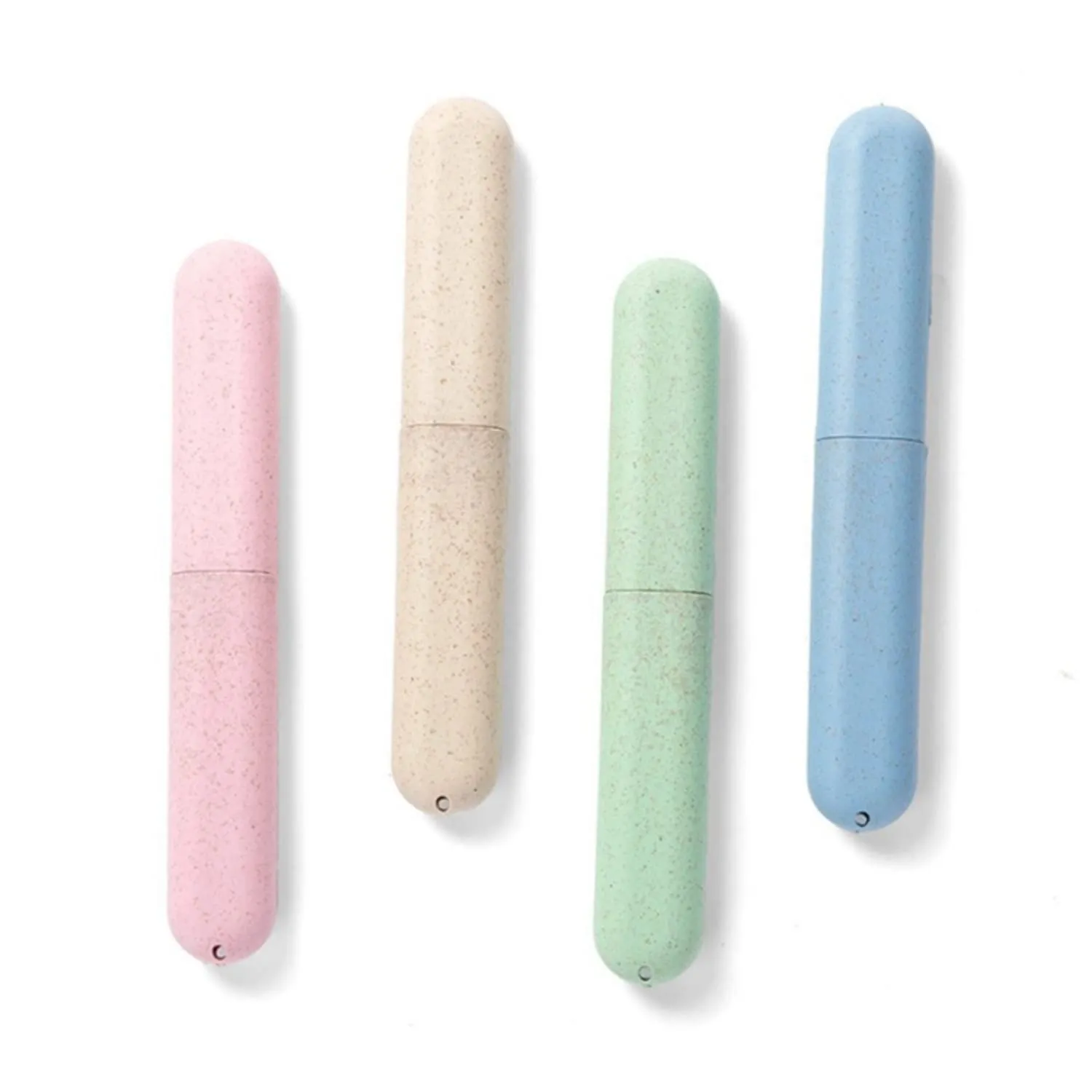 4 Pcs Waterproof Toothbrush Box Plastic Toothbrush Case Wheat Straw Toothbrush Tube Holder Portable Toothbrush Storage Case for Travel Hiking Camping Family School