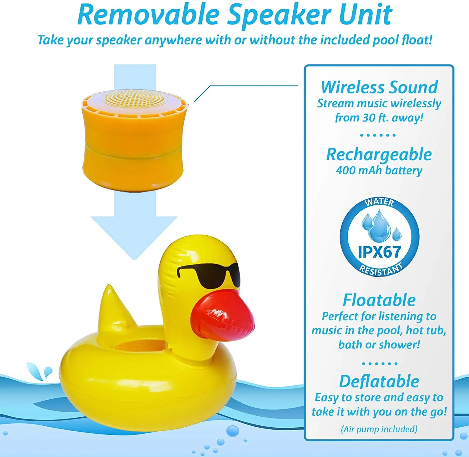 Aduro Pool Party Wireless Floating Bathtub Speaker