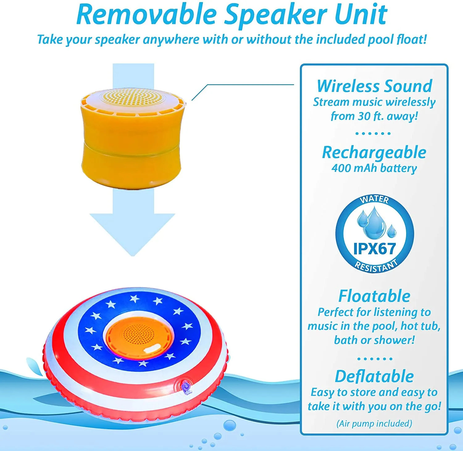 Aduro Pool Party Wireless Floating Bathtub Speaker