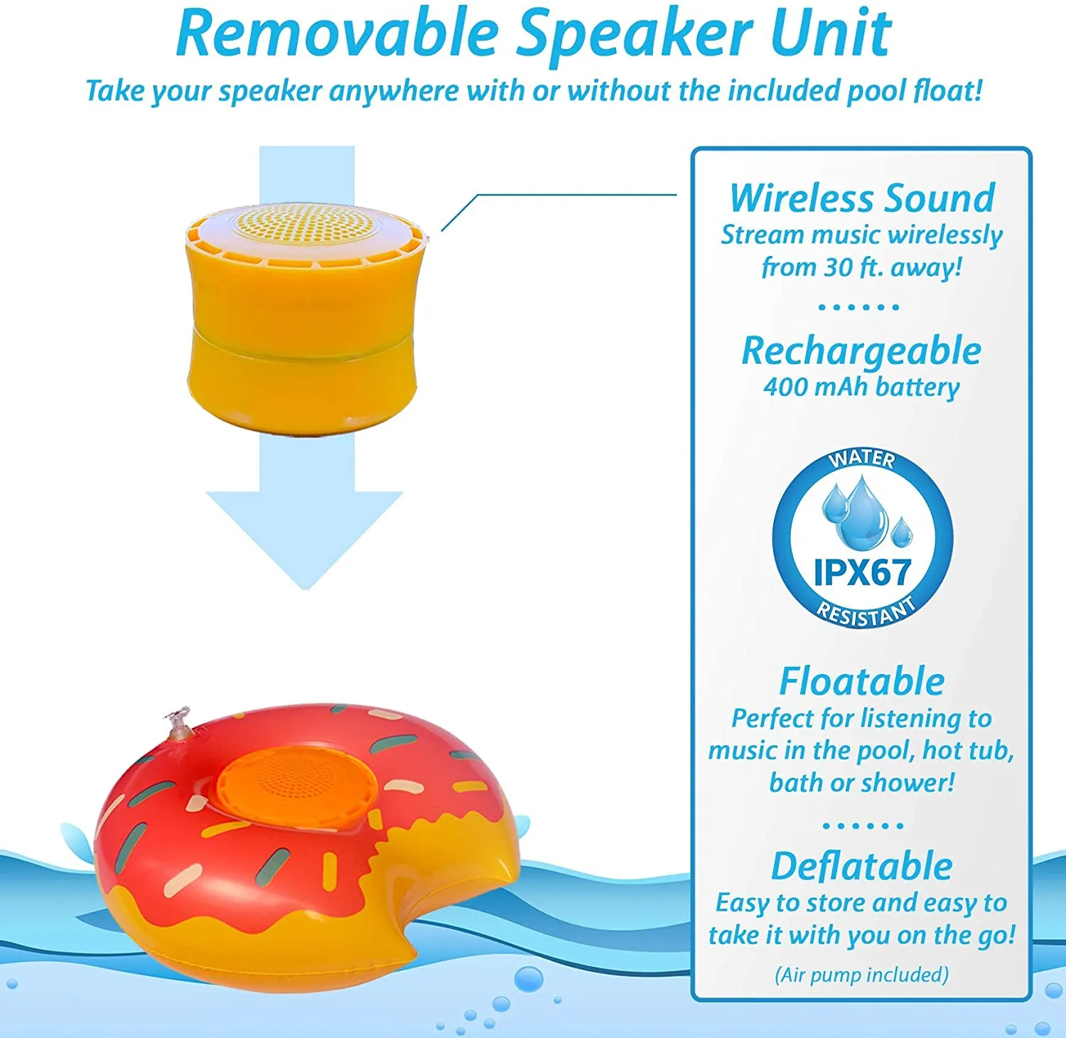 Aduro Pool Party Wireless Floating Bathtub Speaker