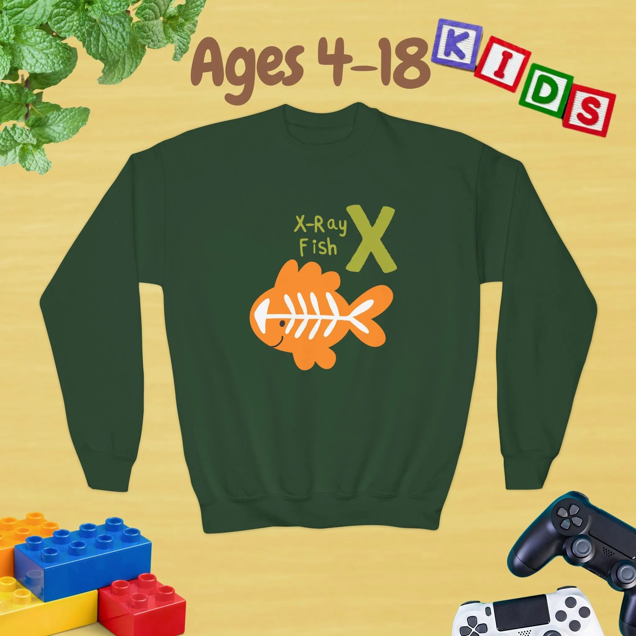 Animal Alphabet Y for Yak Ages 4-18 Unisex Kids and Teens Sweatshirt - Cozy Fall and Winter Youth Sweatshirt