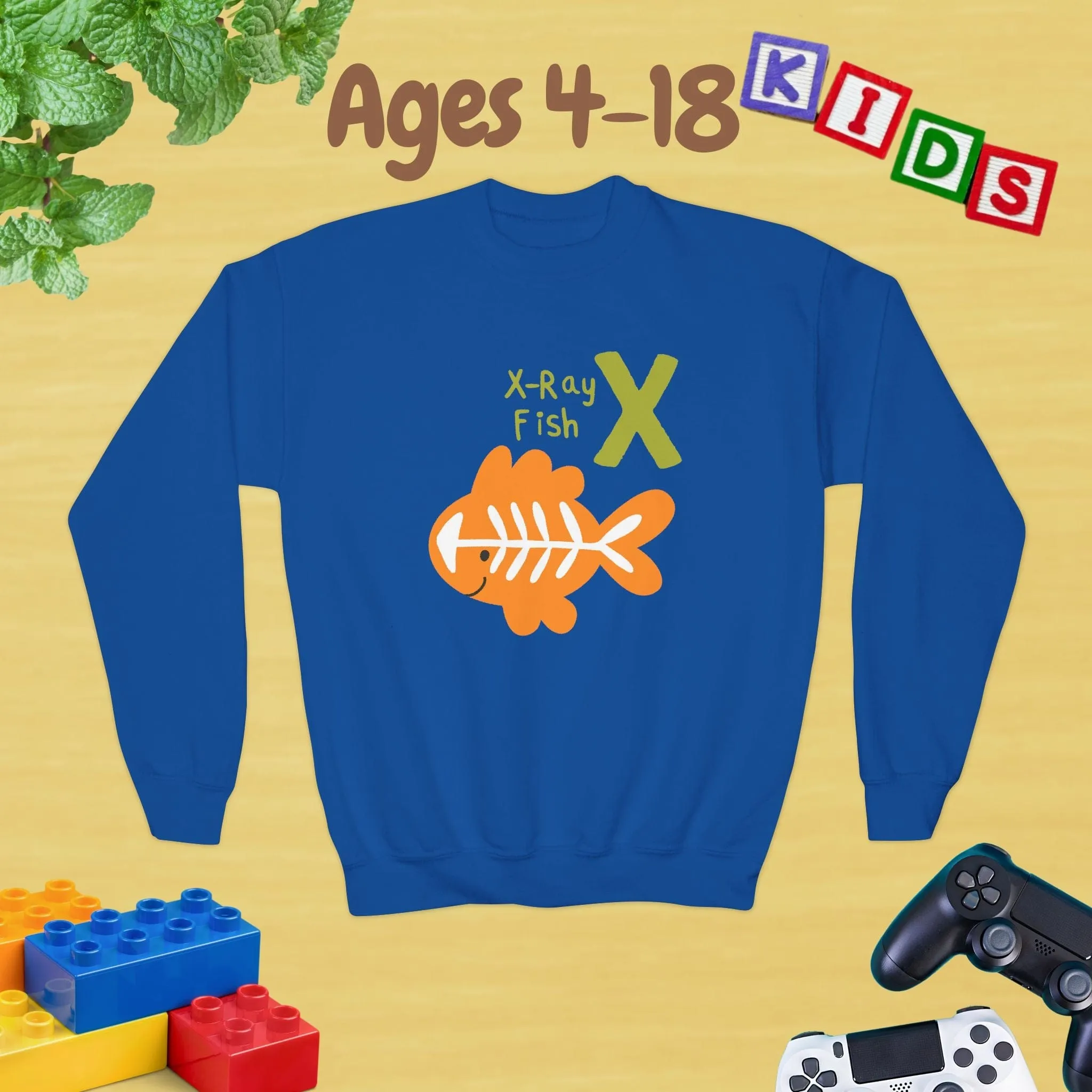 Animal Alphabet Y for Yak Ages 4-18 Unisex Kids and Teens Sweatshirt - Cozy Fall and Winter Youth Sweatshirt