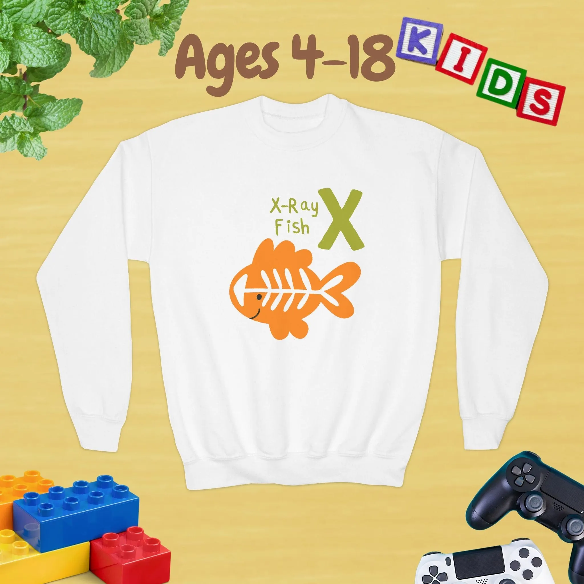 Animal Alphabet Y for Yak Ages 4-18 Unisex Kids and Teens Sweatshirt - Cozy Fall and Winter Youth Sweatshirt