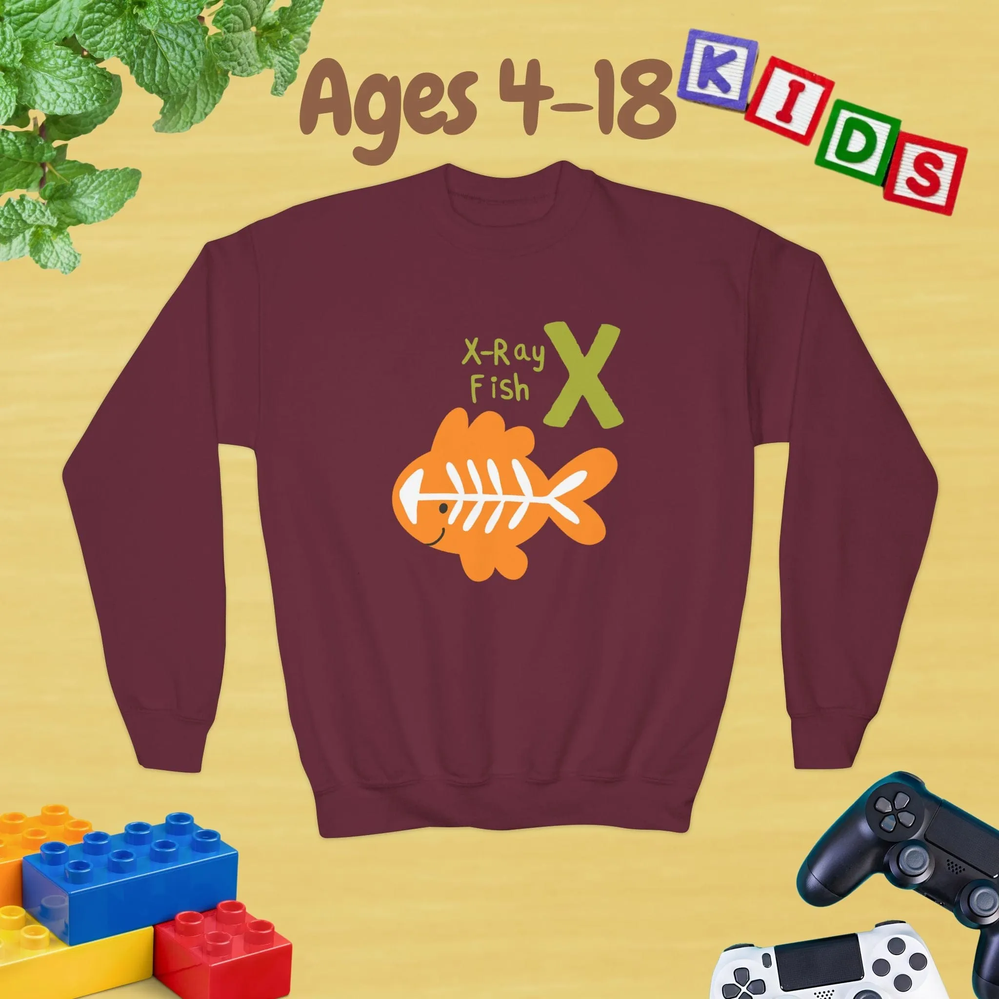 Animal Alphabet Y for Yak Ages 4-18 Unisex Kids and Teens Sweatshirt - Cozy Fall and Winter Youth Sweatshirt